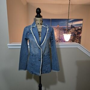 Fashion Nova Blue Denim Blazer